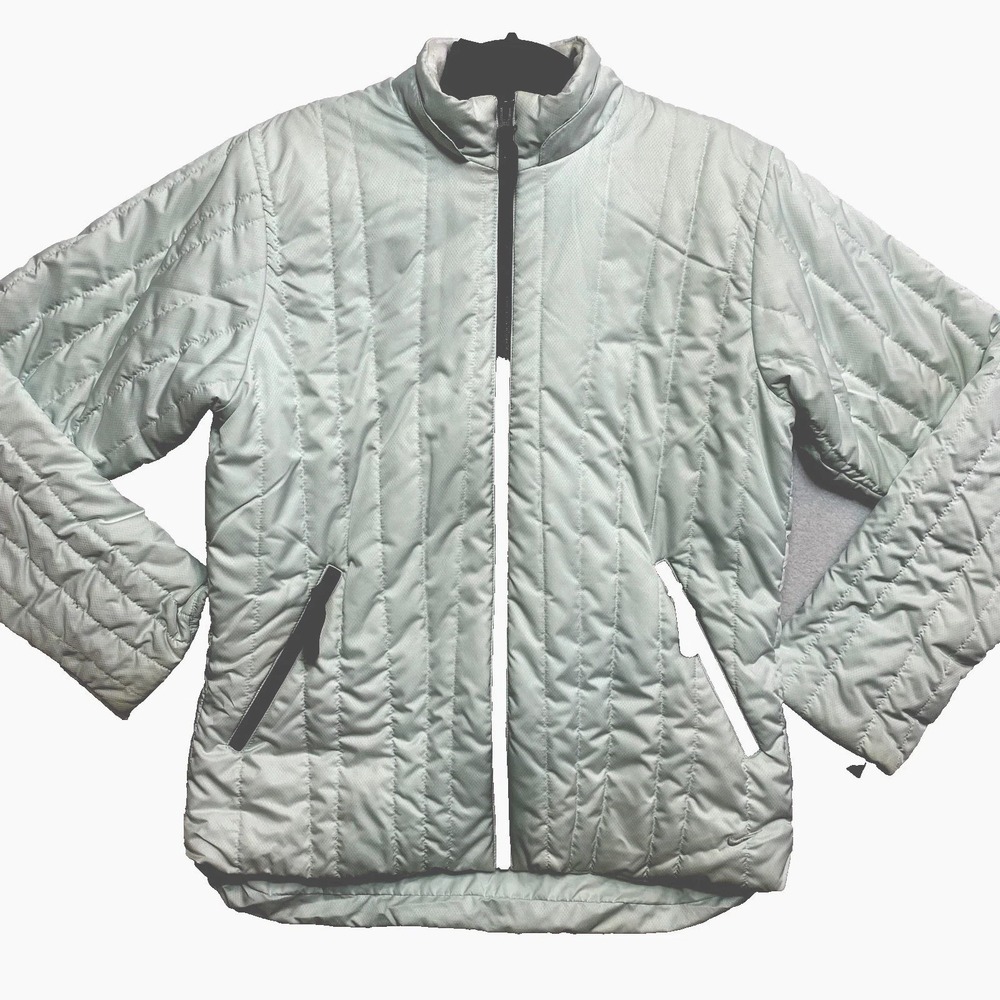 Nike Jacket Womens Small Petite Green Quilted Full Zip Puffer Lightweight